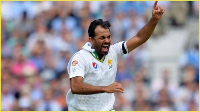 wahab riaz celebrates a wicket