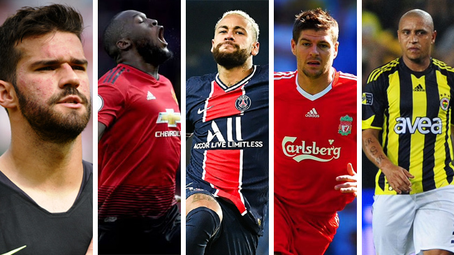 alisson becker romelu lukaku neymar steven gerrard roberto carlos