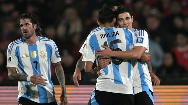 argentina celebrating alvarez goals