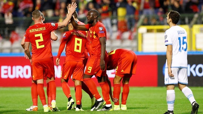 belgium celebrate a goal 2