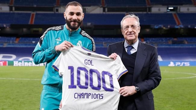 benzema scores real madrids 1000th european cup goal