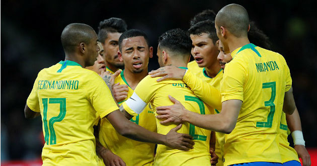 brazil celebrate jesus goal against germany