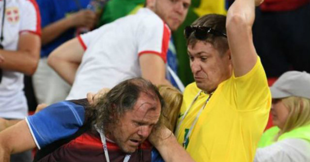 brazilian supporters riot in the gallery