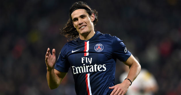 cavani celebrates a goal