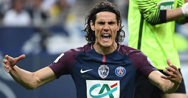 cavani celebrates after scoring