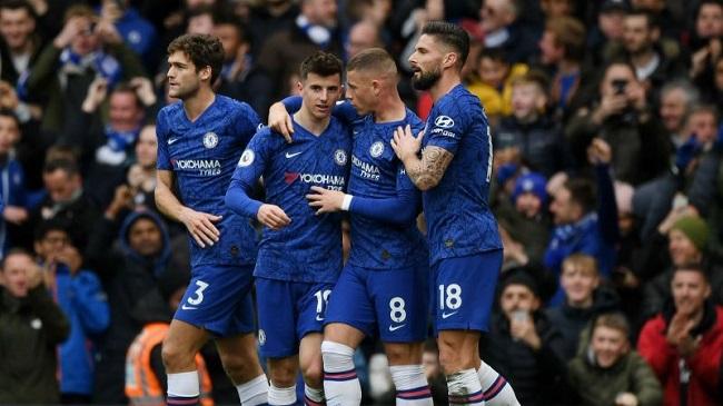 chelsea celebrate during their win