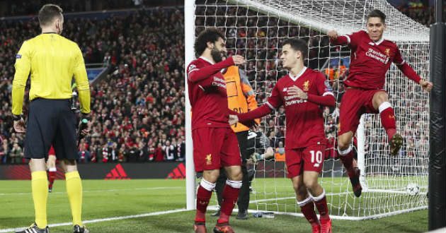 coutinho celebrates liverpool