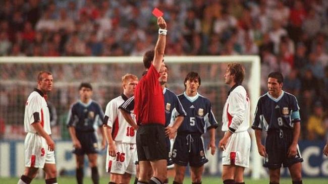 david beckham england 1998 world cup vs argentina red card