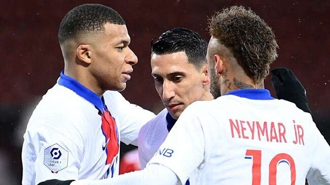 di maria neymar mbappe psg 2021