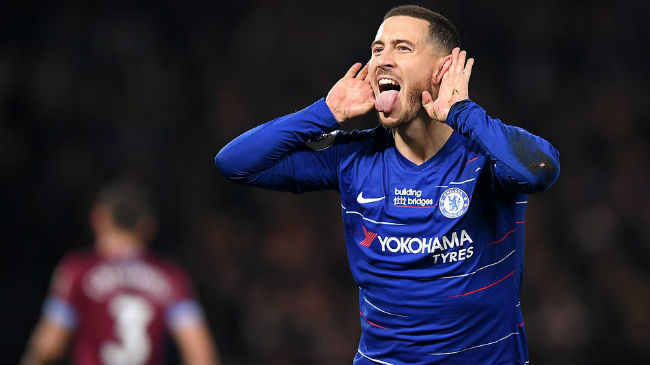 eden hazard celebrates a goal