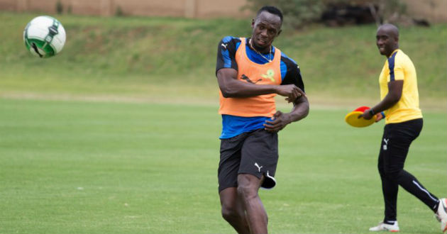 footballer usain bolt in practice