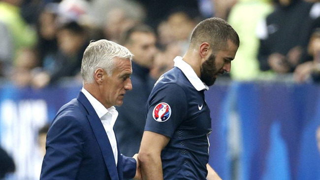 france coach deschamps and karim benzema