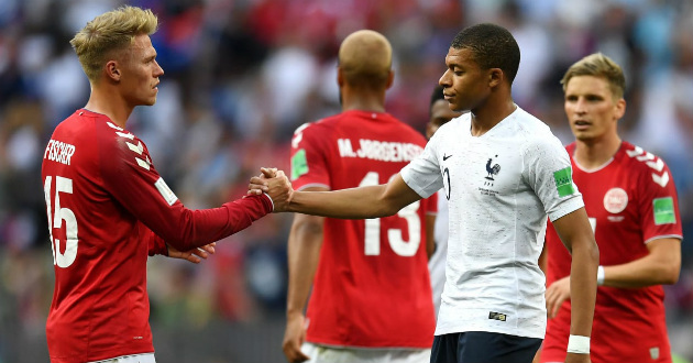 france in the second round of the world cup with denmark