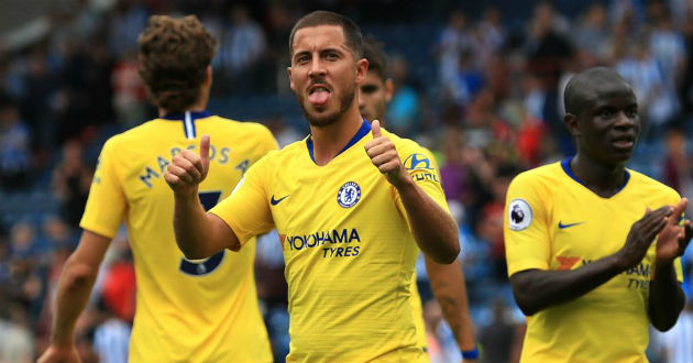 hazard celebrates a goal for chelsea