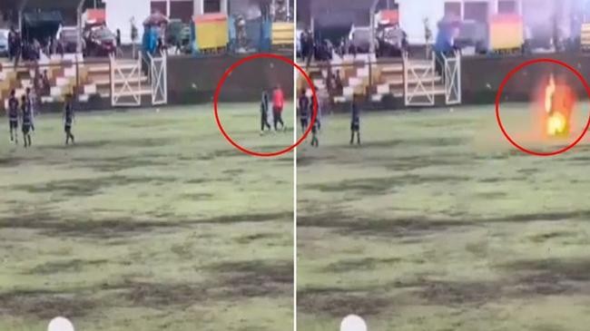 lightning strikes football player