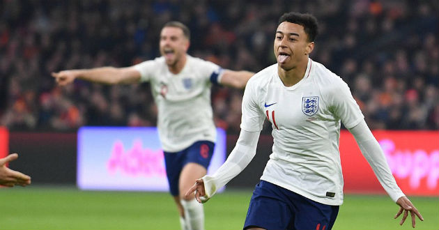 lingard elebrates his first goal for england