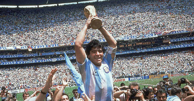 maradona celebrates world cup trophy