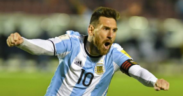 messi after scoring against ecuador