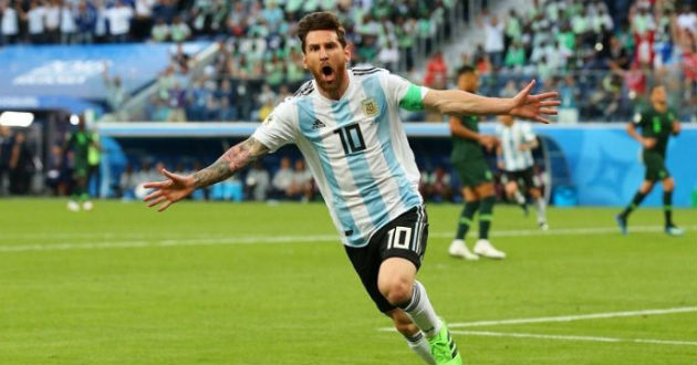 messi celebrates a goal for argentina