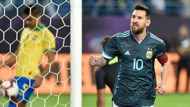 messi celebrates a goal over brazil