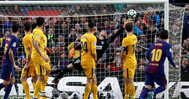 messi free kick goal against atletico madrid