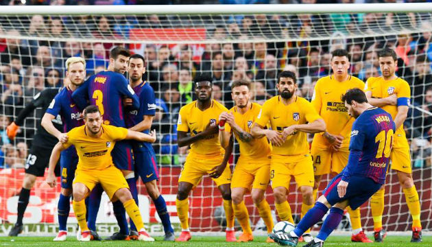 messi free kick vs atletico madrid