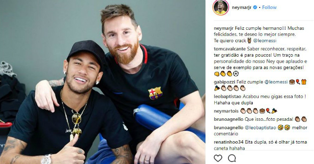 messi neymar birthday post