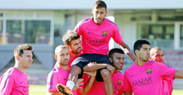 messi neymar suarez pique practice