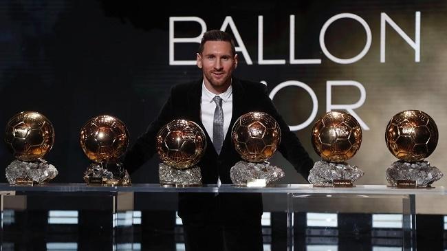 messi with his six ballon d or