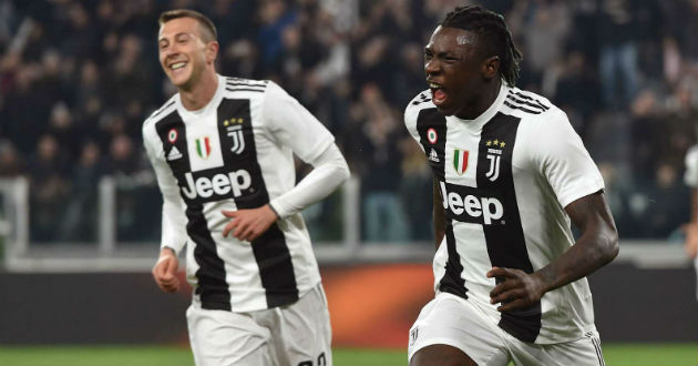 moise kean celebrates a goal for juventus