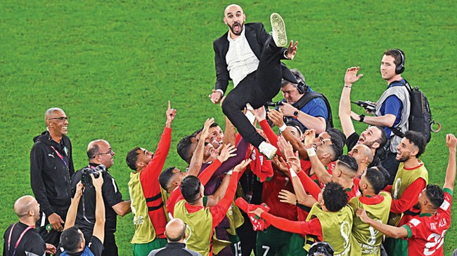 morocco football team with coach