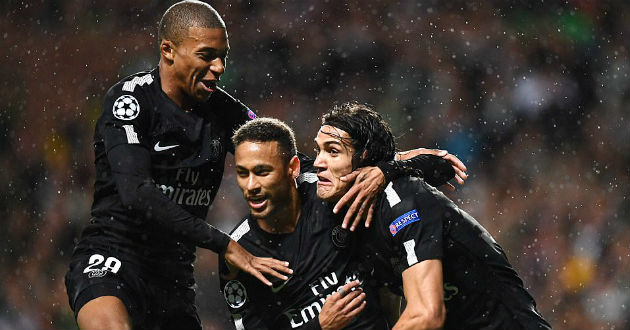 neymar mbappe cavani vs celtic