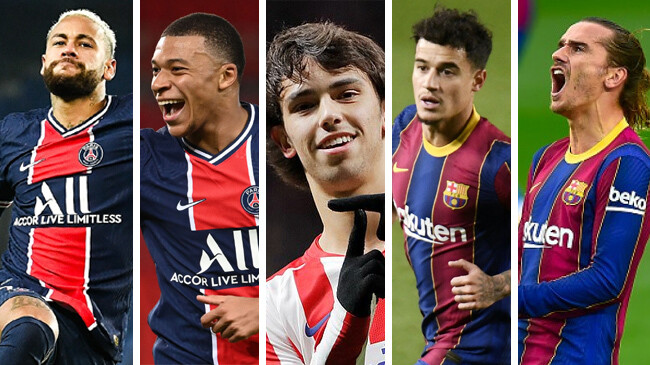 neymar mbappe felix coutinho and griezmann