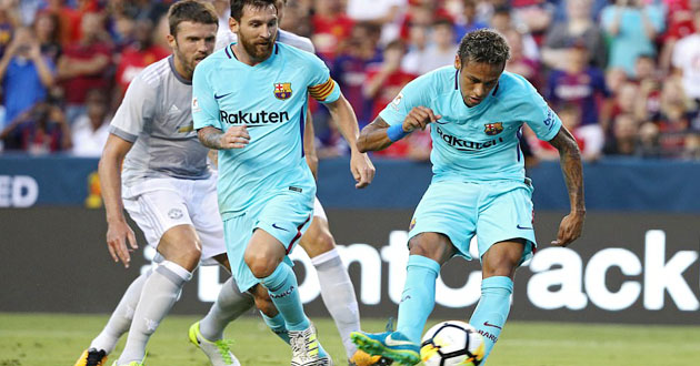 neymar messi vs manu