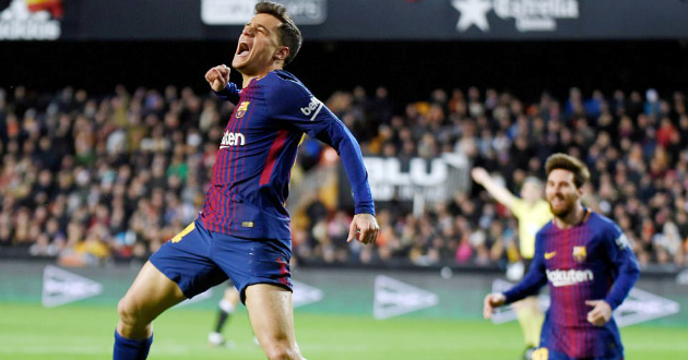 philippe coutinho first goal in barcelona