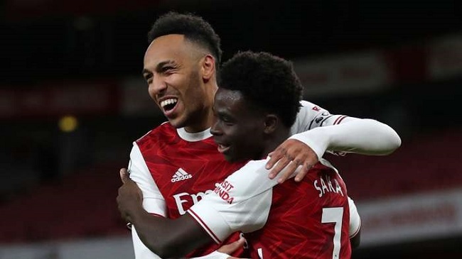 pierre emerick aubameyang bukayo saka arsenal 2020 21