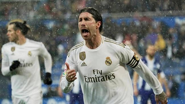 ramos celebrating a goal for real madrid