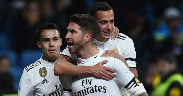 ramos clebrates a goal for real madrid