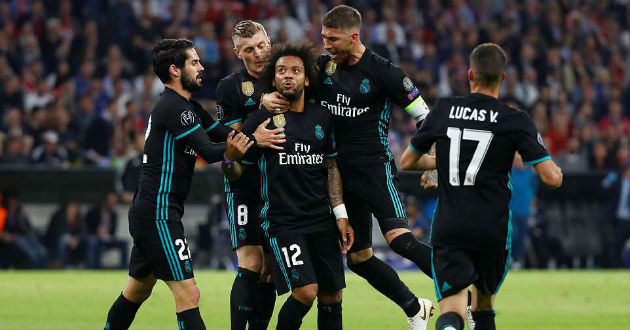 real madrid celebrate their goal against bayern