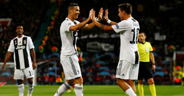 ronaldo and dybala celebrate a goal