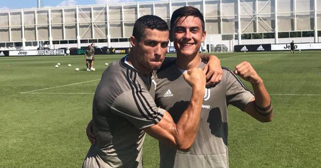 ronaldo and dybala training session 2018