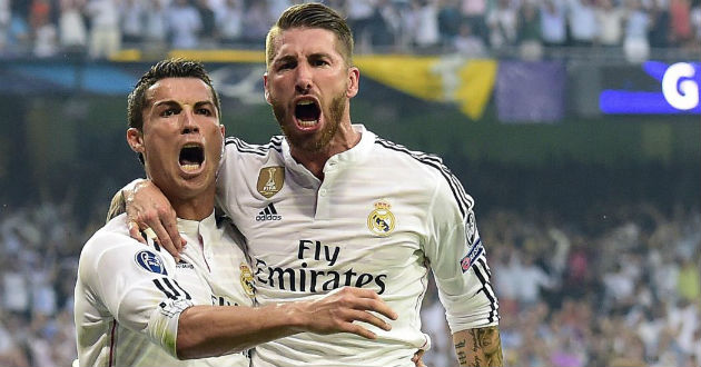 ronaldo and ramos celebrate a goal