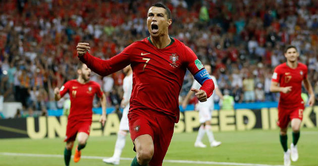 ronaldo celebrates a goal for portugal