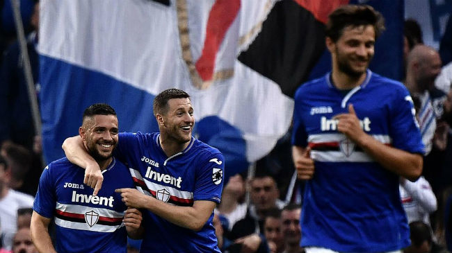 sampdoria celebrate a goal
