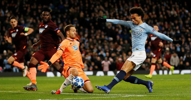 sane held his nerve to jink past he onrushing goalkeeper