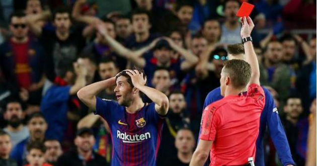 sergi roberto sent off at el clasico