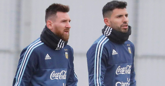 sergio aguero messi training