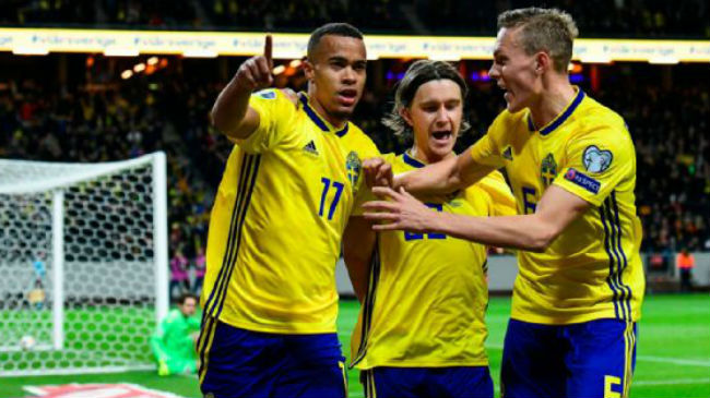 sweden celebrate a goal