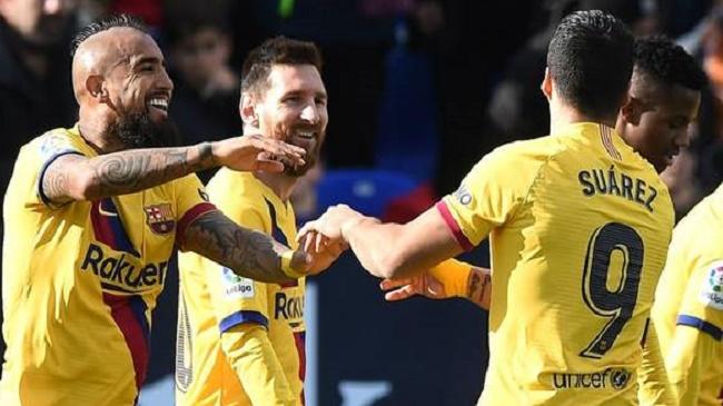 vidal goal gives barcelona win leganes la liga