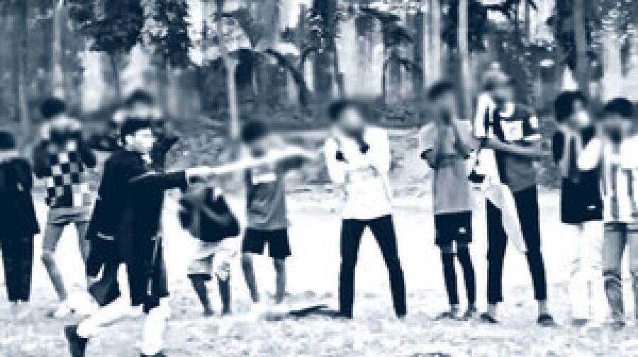 লাঠি হাতে খেলার মাঠে শাসন, ভাইরাল ভিডিও ঘিরে তোলপাড়